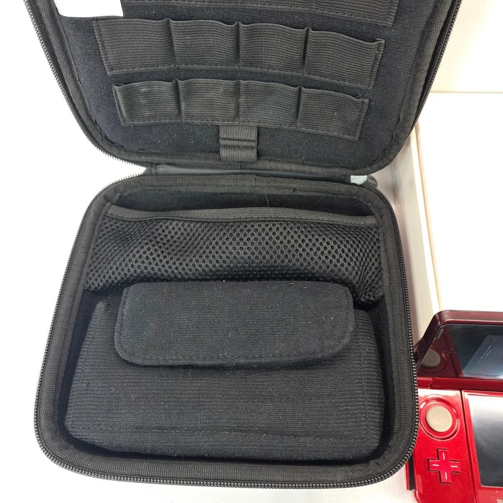 Nintendo 3DS Flame Red Console Bundle CTR-001 Case SD Card Chargers Box